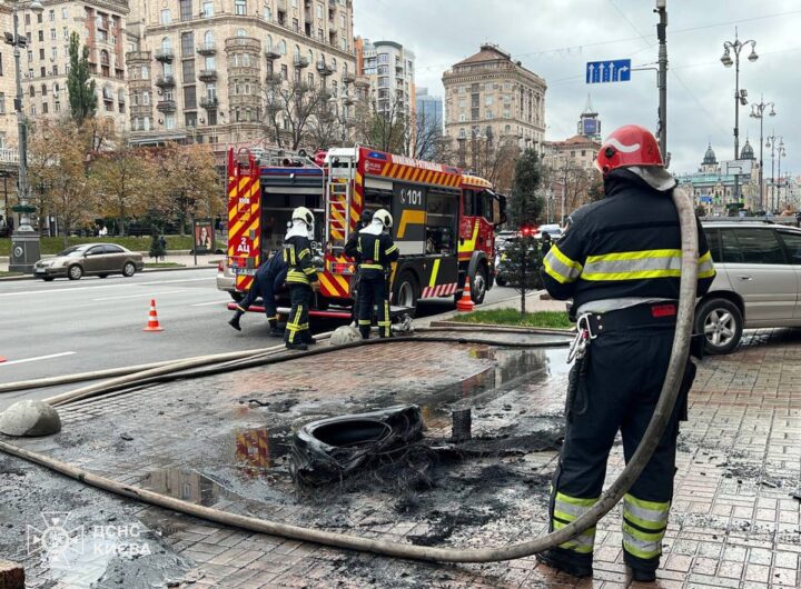 Новини Києва - У Києві біля будівлі КМДА чоловік підпалив шини